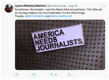 Load image into Gallery viewer, America Needs Journalists Enamel Pin
