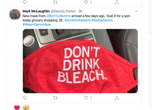 Load image into Gallery viewer, Ear Loop Fabric Face Mask: Don't Drink Bleach - Red
