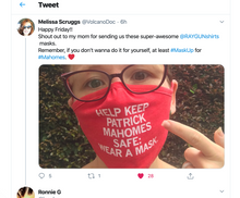 Load image into Gallery viewer, Ear Loop Fabric Face Mask: Keep Patrick Mahomes Safe - Red
